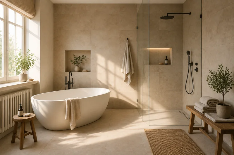 Badewanne oder Dusche: mit freistehender Wanne und begehbarer Dusche nebeneinander