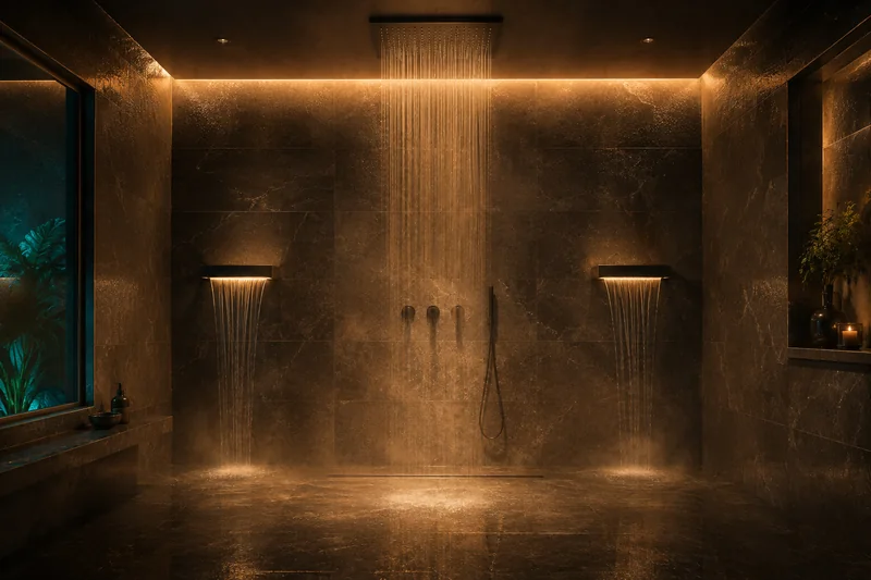 Erlebnisbad zu Hause: Regendusche mit Farblicht und Schwalldüsen